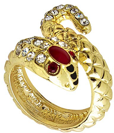 W WIDMANN MILANO Party Fashion - Ägyptischer Schlangen Ring | Goldener Modeschmuck mit roten Schmucksteinen, Cobra, Kostümzubehör für Ägypten, Karneval, Halloween und Mottoparty