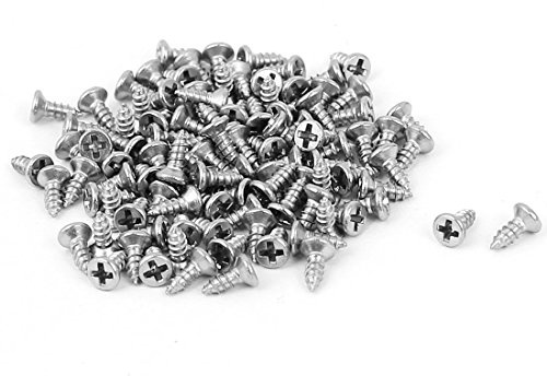 sourcing map 100 Stück M1.4 x 4mm Senkkopf Kreuzschlitz Blechschraube Selbstschneidend DE de