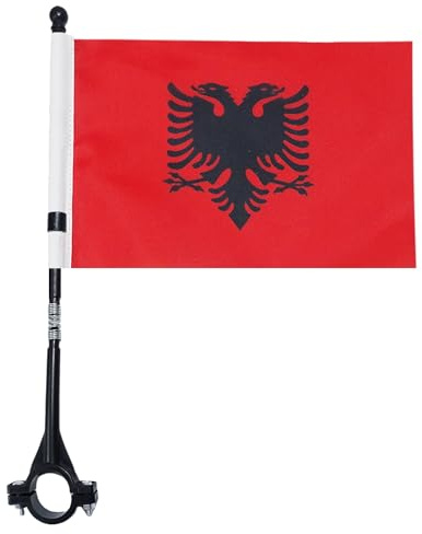 AZ FLAG Fahrradflagge Albanien 21x15 cm Leichtes Polyester Plastikstab | Für außen Albanische Fahrradflagge Shqipëri leichte wetterfeste Ausführung mit Kunststoffstab