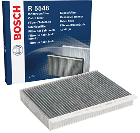 Bosch Filtro Abitacolo ai Carboni Attivi R5548, Filtro di Ricambio - Contro cattivi odori, polline e polvere per un'aria più pulita all'interno del veicolo