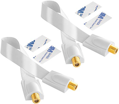 POPPSTAR 2x 28cm SAT Fensterdurchführung (0,2 mm Fensterdurchführung SAT Kabel sehr flach), Kupplung (F-Stecker), vergoldete Kontakte, 4 Klebepads, weiß