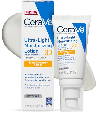CeraVe Ultra-Light Face Lotion/Face Moisturizer with Sunscreen (SPF 30) for Daily Use, 1.7 Oz