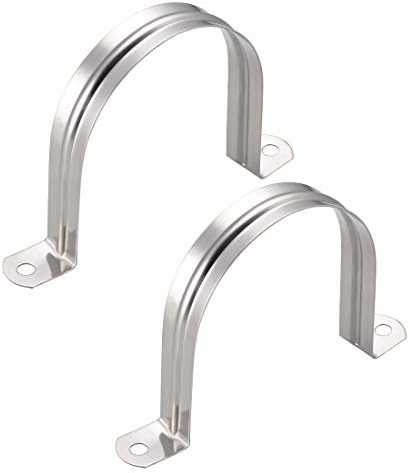 sourcing map 90mm (3,5) Rígida Tubería Correa, 2 Orificios Tubo Correas 304 Inoxidable Acero Tensión Tubo Clip Abrazadera 2 Piezas