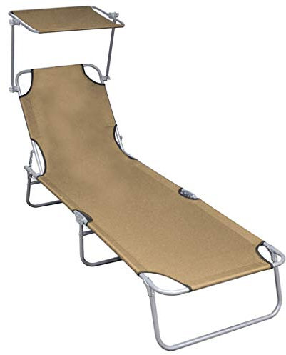 Tidyard Klappliege Freizeitliege Sonnenliege Liegestuhl Mit Verstellbare Rückenlehne und Sonnendach,Klappdesign,Liege Gartenliege Strandliege Relaxliege Gartenstuhl 188,5 x 57,5 x 27 cm,bis 120 kg