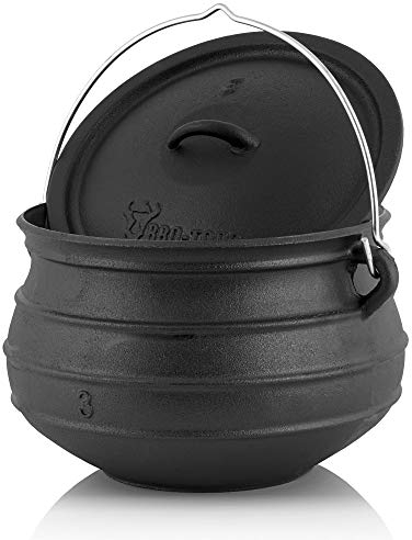 BBQ-Toro Potjie l pentola per streghe in ghisa, pentola in ghisa l Forno olandese sudafricano (Potjie #3 (ca. 3 Litro), senza piede)