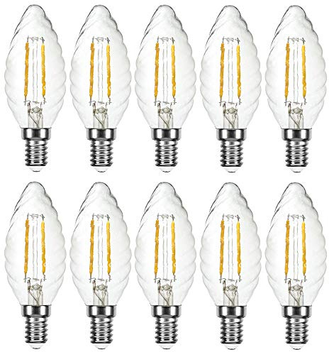 NCC-Licht 10x LED Lampe C35 Kerze E14 4W Warmweiß 2700K Dimmbar | LED Leuchtmittel aus klarem Glas, dimmbar, ersetzt 40W Glühlampe, gemütliches Licht ideal für Kronleuchter