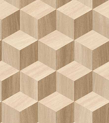 Rasch Tapete 833737 - Vliestapete mit geometrischem Muster in 3D-Optik in Beige aus der Kollektion Salsa - 10,05m x 0,53m (L x B)