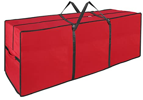 Vinsani® 9FT Christmas Tree Storage Bag Jumbo Waterproof Durable Zip Up Jumbo Sack Fabric Xmas Tree Storage Organiser Prevents Moisture & Dust (50 x 63 x 147 cm) – Red