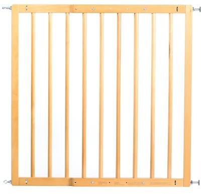Reer Treppenschutzgitter und Türschutzgitter Basic zum Schrauben, Holz, Stabiler Halt, Durchgangsbreite 65,5-106cm, 46977, Braun, 65,5-106 cm