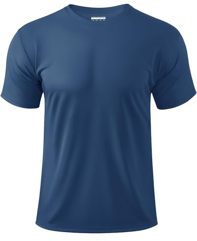 Boladeci Mens Rash Guard Short Sleeve Swim Shirt UV Protection Moisture Wicking Quick Dry Lightweight Breathable Beach Running Outdoor X-Large Blue Grey Tshirt Top