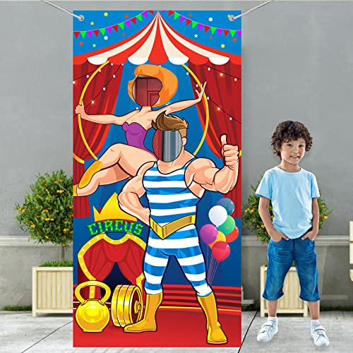 CHUYE Carnival Circus Party Decorations Banner Photo Door Backdrop Props, Large Fabric Banner for Carnival Circus (Hercules)