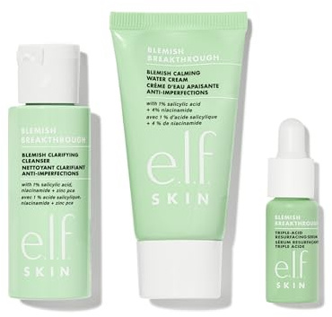 e.l.f. Skin Blemish Control Basics, 3-Step Travel Size Acne Skincare Routine For Clear Skin, Soothes & Evens Out Skin Tone, 30 mL + 4.2 mL + 15g, 4.20 g (Pack of 1), Pack of 1
