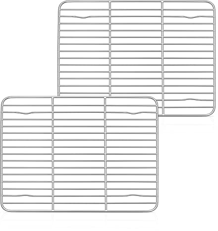 Herogo Kühlgitter 2er-Set, Edelstahl-Drahtgrillrost zum Backen, Braten, Kühlen, 29,5 x 23 x 1,5 cm, rechteckiges Ofenregal aus Metall für Kuchen, Kekse, Brot, ofenfest und spülmaschinenfest