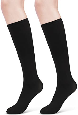 ACWOO Compression Socks for Women & Men, 1 Pairs Black Breathable Thin Compression Stockings, Flight Socks Running Socks for Calf & Ankle Support, Sports, Fly, Maternity Pregnancy, Nurses, Travel
