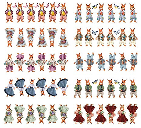 Ideen mit Herz Transparent-Sticker | 10 Bogen à 10 cm x 30 cm | Bunte Aufkleber zum Basteln & Dekorieren (Hasenpaare)