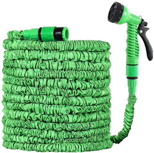 Expandable Flexible HOSEPIPE Garden Hose Pipe Magic Snake + Gun Green Watering (50FT)