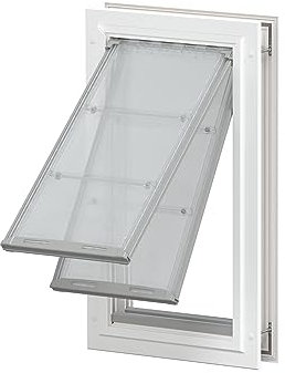 Endura Flap Double Flap Pet Door for Door Installations | Stylish for Interior & Exterior Doors | Durable Aluminum Frame & Weatherproof Dual-Layer Flap | White, Medium, Double Flap