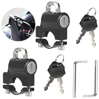 Hoxxu Motorradhelmschloss, Motorradschloss, Motorradzubehör, Fahrradschlösser für Motorräder, elektrisches Zubehör, 22–28 mm Lenkerschlauch, Roller, 2 Stück