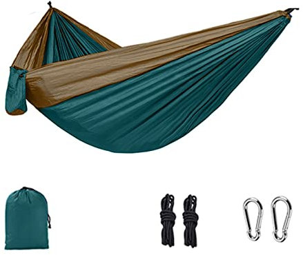 Camping-Hängematte, ultraleichte Hängematten, Reise-Hängematten, belastbar bis 200 kg, 210T-Nylongewebe, inklusive 2 hochwertigen Karabinern, 2 Nylonseilen, Einer Aufbewahrungstasche, verwendet für