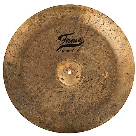 Fame Pure China 20, Handgehämmertes B20 Bronze Becken, Natural Finish, Trocken, Dunkel, Erdig, Ideal für Jazz, Funk, Vintage Drumsets, Exzellenter Sound, Profi-Qualität, Hergestellt in der Türkei,