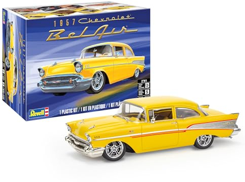 Revell Modellbau, '57 Chevy® Bel Air® Two Door Sedan, Bausatz, Maßstab 1:25, 150 Teile, Bastelset ab 12 Jahren, Detailgetreues Modell, Klassisches Auto, Authentische Nachbildung
