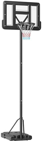 SPORTNOW Basketballständer mit Rollen 110x75cm Rückwand für Erwachsene | Mobiler Basketballkorb mit Ständer, Verstellbare Korbhöhe 230 bis 305 cm, Basketballanlage, Für Schwimmbad Außenbereich