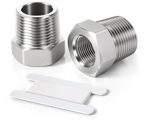 Bwintech 2 Pcs 3/4 Female to 1 Male BSP Thread Stainless Hex Bushing Reducing Connector for Pipe Connecting Conversion