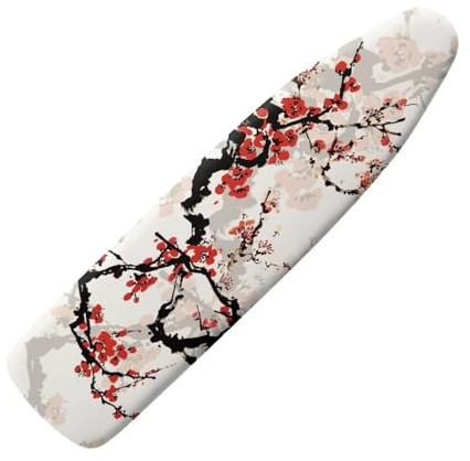 HOWILATH Housse de planche à repasser motif fleur de prunier 135 x 45 cm, accessoire de rechange universel pour planche à repasser, housse élastique résistante aux taches, taille XL