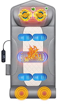 Colchoneta de masaje con calefacción multifuncional, masajeador de cuello y espalda, colchón de masaje de cuerpo completo para aliviar el dolor de espalda lumbar, 4 estilos de masaje de cuerpo co