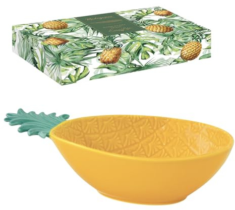 COFFRET SALADIER ANANAS 30 x 19 CM EN PORCELAINE