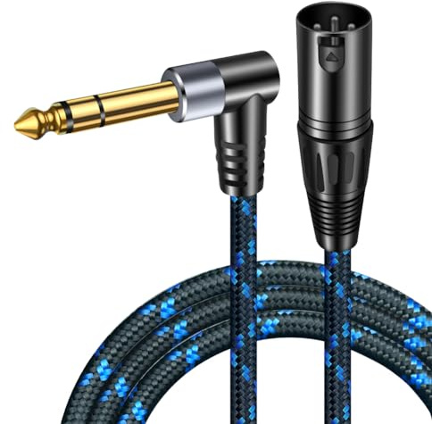 Hanprmeee XLR to 1/4 - XLR Male to 1/4 Male Cable, Balanced Double Shielded, 6.35mm TRS to XLR Cable for Dynamic Microphone, Amplifier, Mixer, Speaker2M
