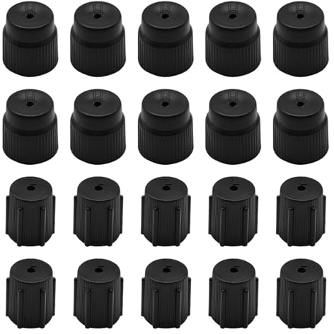 Juego de 20 tapas de válvulas de aire acondicionado, acoplamiento rápido de adaptador de automóvil de repuesto con servicio R134a, reparación de aire acondicionado del sistema de CA (13 mm / 16 mm)
