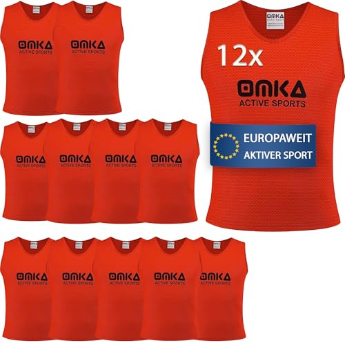 OMKA Leibchen Trainingsleibchen – Markierungshemd für Team Sport, Fussball, Training, Jogging, Hocky, Handball in Gelb, Rot, Grün, Orange, Blau für Herren, Kinder & Damen - ideal für Teams