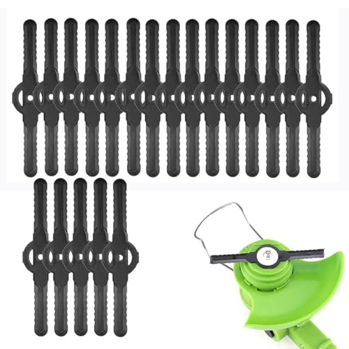Senda 20Pcs Lawn Barber Blades, Plastic Trimmer Replacement Blades Lawn Mower Blades for Cordless Grass Trimmer Black
