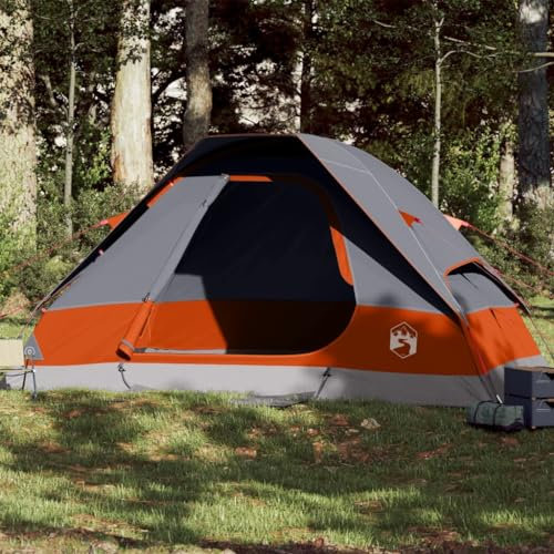 Homgoday Campingzelt, Kuppelzelt für 6 Personen, Grau und Orange, Campingzelt, Strandzelt, Trekkingzelt D