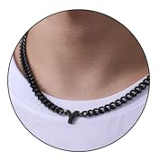 Kette Herren Halskette Kette mit Buchstaben Geschenke für Männer Junge | 6.5mm Silber Gold Schwarz Edelstahl Cuban Chain Edelstahlkette Geburtstage 18+2 Inches