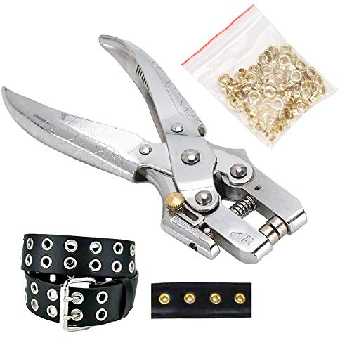 Ösen-Lochzange, Lochzange für Lederblätter, Multifunktionales, Tragbares Galvanisiertes Hand-Stanzwerkzeug aus Silbernem Stahl für Stoffschuhe, Leder, Papier, Kunststoffverpackung
