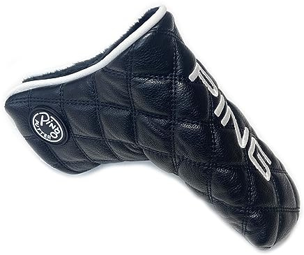 Ping Universelle gesteppte Premium-Leder-Putter-Schlägerhaube, Magnetverschluss, Schwarz