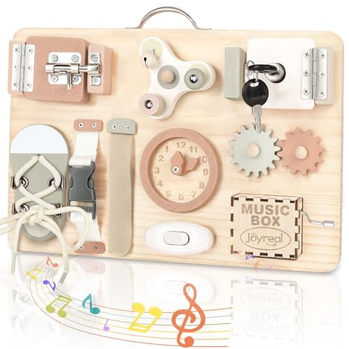 Joyreal Montessori Busy Board - Jeux Montessori Planche Activité Jouet Montessori Tableau Activité Sensoriel Parcours Motricité Fine Cadeau pour Fille Garcon