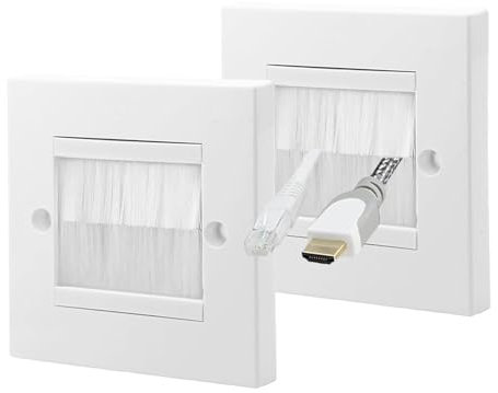 2 Pcs Cable Entry Cover, Wall Cable Cover, Cable Wall Cover, Brush Plate Opening Port Insert Socket Wiring Plug Jack Decorative Cover Outlet Mount Panel for Cables - White