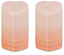 Le Creuset Salero y pimentero de gres en forma de corazón, 113.4 g cada uno, Peche