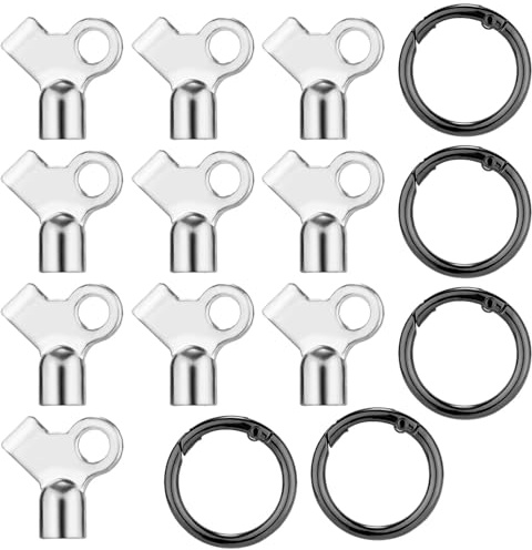10pcs Radiator Bleed Valve Keys, Zinc Alloy Radiator Keys with 5pcs Keychains Radiator Bleeding Air Valve Key Wrench Hot Water Radiator Bleeder Plumbin Accessories for Venting Old Domestic Radiators