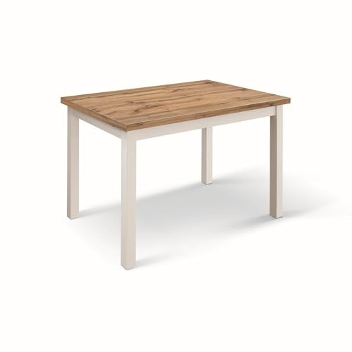 KONTE.DESIGN Tavolo POSITANO in legno effetto rovere e gambe bianche, allungabile 110x70 cm - 190x70 cm