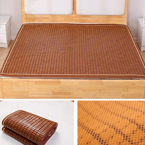 Sommer-Bambus-Isomatte Kühlende Rattanmatte Mahjong-Bambus-Teppiche Für Das Wohnzimmer Beidseitig Verwendbar Studenten-Einzelbett Doppelbett Faltbar Erfrischend Atmungsaktiv Schweißbettwäsche(180*220c