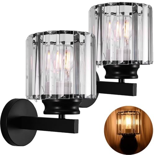 Modern Wall Light, 2pack Modern Crystal Wall Light Shade E27 Wall Lighting Fixtures Crysta Wall Light for Living Room, Wall Sconce Lights for Bedroom Corridor Dining Room Hallway (No Light Source)