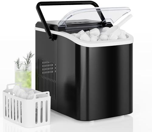 Macchina per cubetti di ghiaccio con manico cestino per cubetti di ghiaccio – Portatile e autopulente, Mini Ice Maker 10 cubetti di ghiaccio/Min facile da rimuovere e utilizzare ovunque