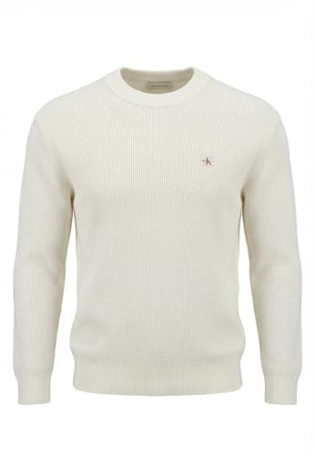 Calvin Klein Jersey Hombre Cotton Waffle con Cuello Redondo, Beige (Tofu), XL