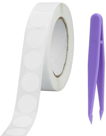 1 000 stycken vita runda klistermärken, vita självhäftande punktklistermärken, vattentäta cirkulära klistermärken med pincett, färgkodningsetiketter för kontor, butik, hem, klassrum, markering