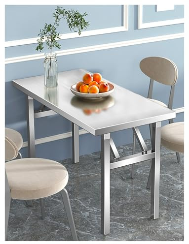 Heavy Duty Stainless Steel Folding Table, Commercial Portable Restaurant Kitchen Prep Worktable Garage Utility Desk(80x60x75cm)