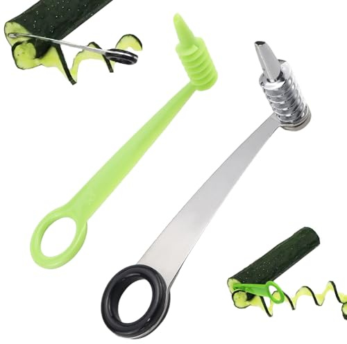 2pcs Potato Spiral Cutter Stainless Steel Plastic Spiral Cutter Knives Manual Screw Peelers for Cucumber Potato Carrot Fruit Kitchen Gadgets
